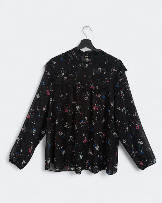 Blouse noir à fleurs Maje