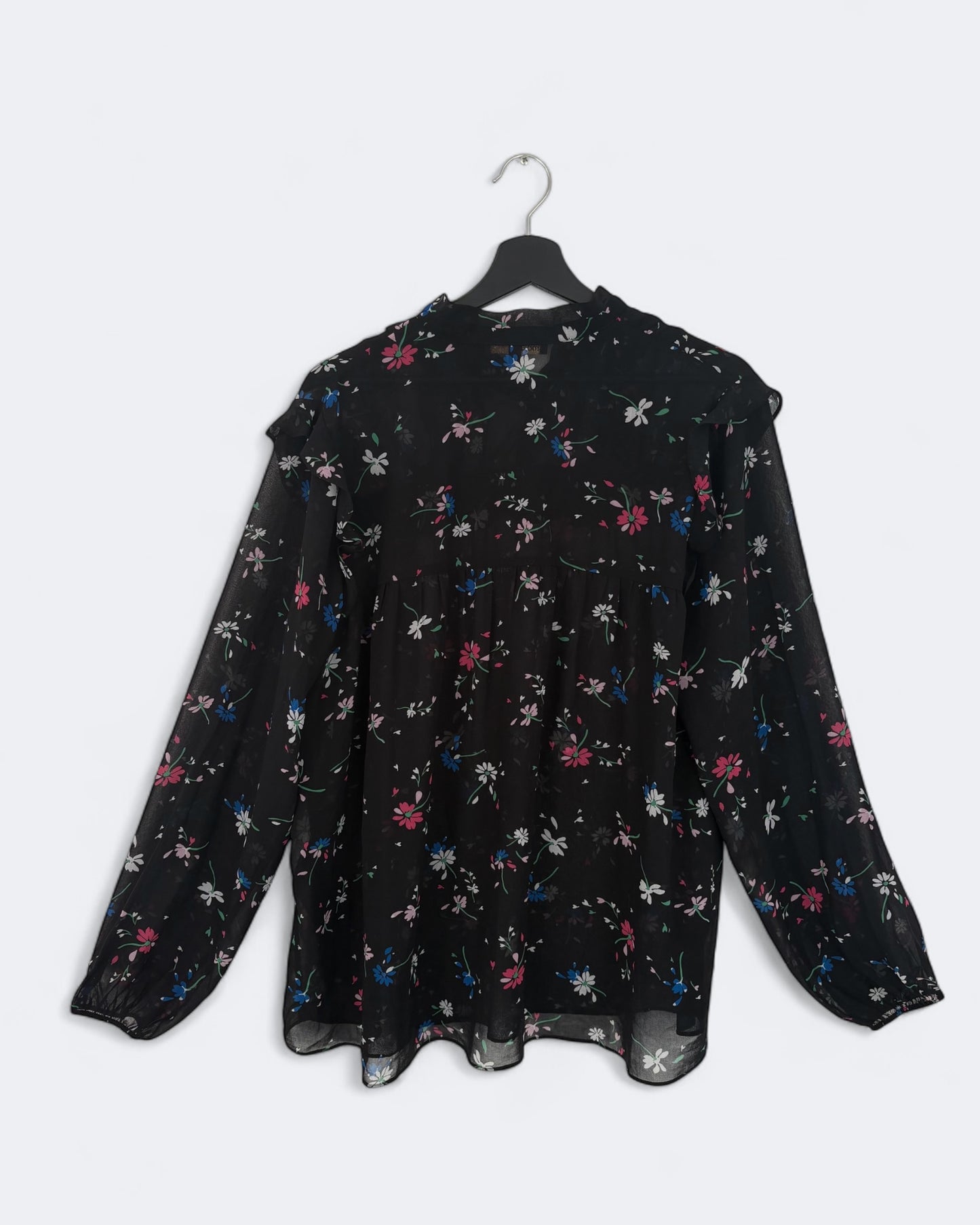 Blouse noir à fleurs Maje