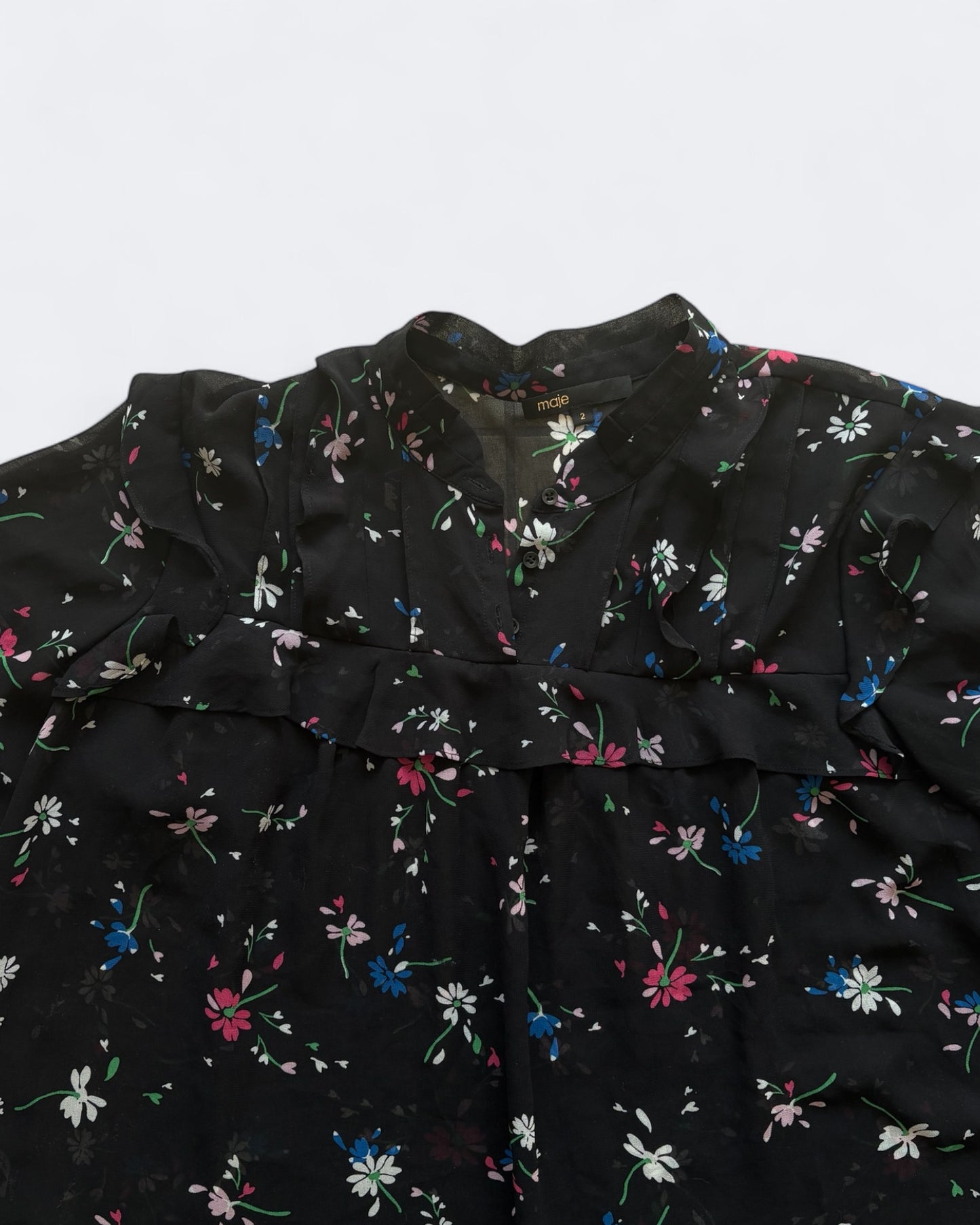 Blouse noir à fleurs Maje